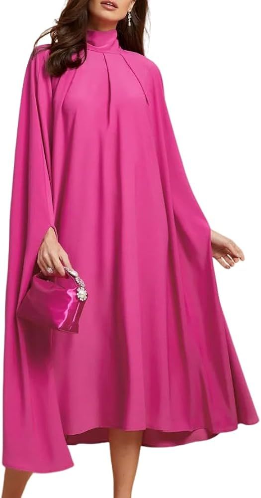 UOOZEE 2023 Women's Dress Elegant Long Sleeve Mock Neck Formal Cocktail Dresses | Amazon (US)