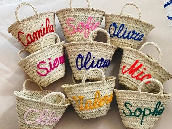 Personalized straw moroccan basket,bridal shower bags,customized straw bags,custom beach bag,stra... | Etsy (US)