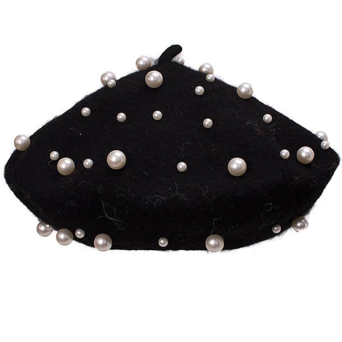 Lawliet Sweet French Womens Pearl Beaded 100% Wool Beret Cap Winter Hat Y91 | Amazon (US)