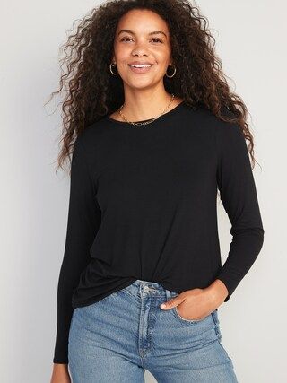 Luxe Crew-Neck Long-Sleeve T-Shirt for Women | Old Navy (US)