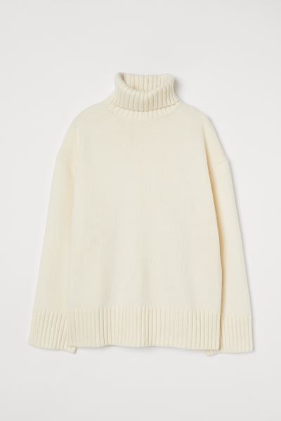 Straight-style jumper in a soft knit containing some wool with a ribbed polo neck. Dropped should... | H&M (UK, MY, IN, SG, PH, TW, HK)