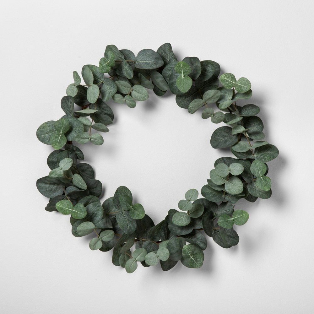 14"" Faux Eucalyptus Wreath 14"" - Hearth & Hand with Magnolia, Green | Target
