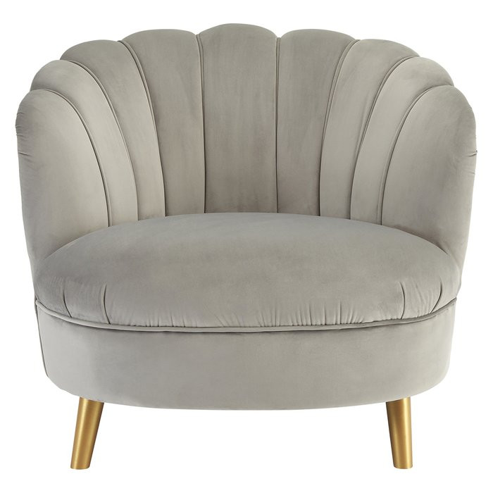 Shell Back Love Seat in Grey Velvet with Gold Legs | La Redoute (UK)