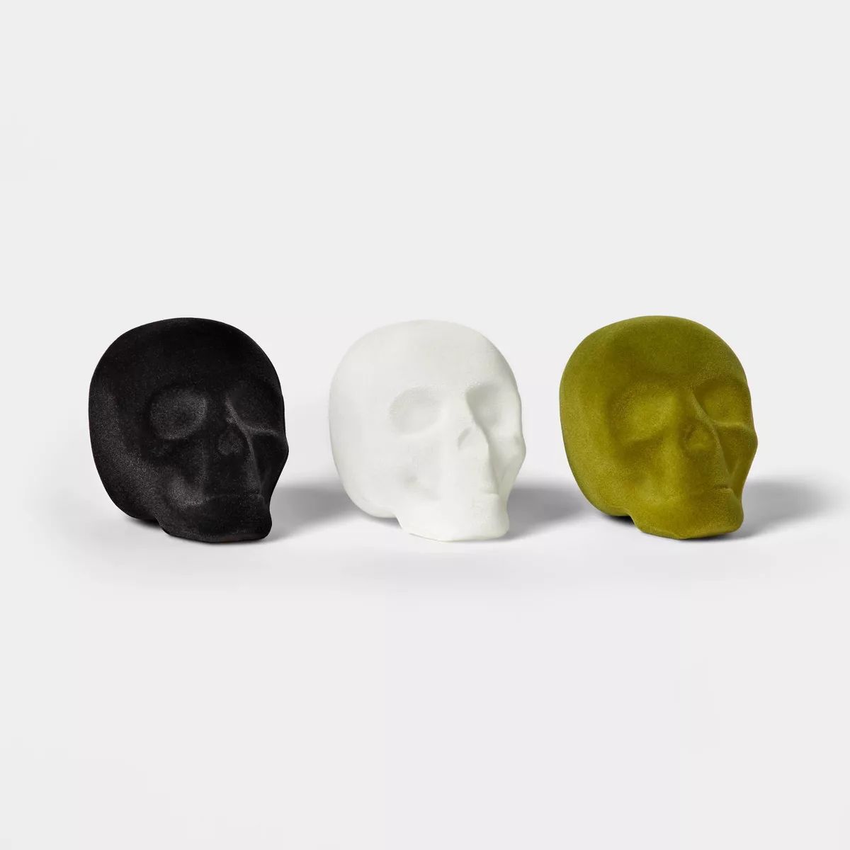 3pk Flocked Skulls Halloween Decorative Sculpture Set - Hyde & EEK! Boutique™ | Target