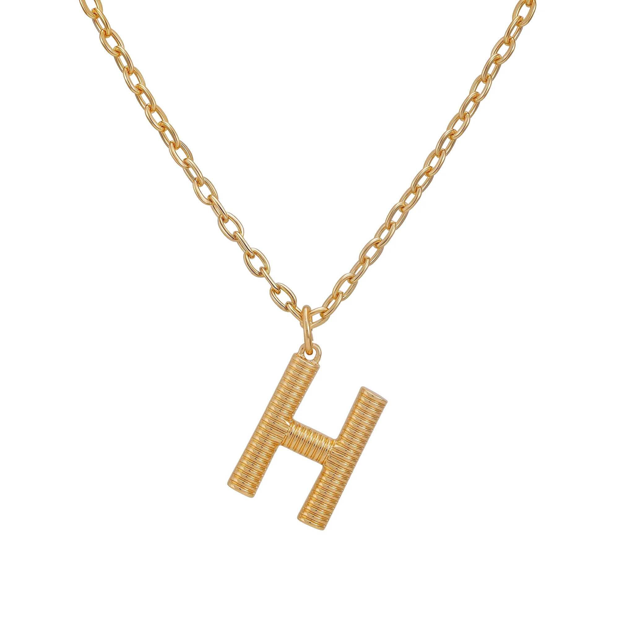 Time and Tru Women's Goldtone Initial H Necklace with Giftable Pouch | Walmart (US)