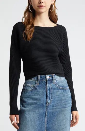 Open Edit Luxe Sculpt Rib Dolman Sleeve Sweater | Nordstrom | Nordstrom