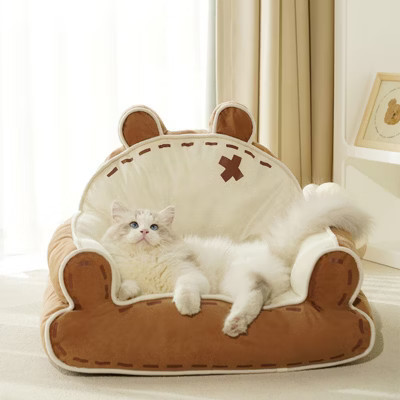 Fairela™ - Bear Hug Pet Sofa – Plush Cat Couch Bed with Bear Ears, Small Dog & Cat Sofa-Style Bed | Target
