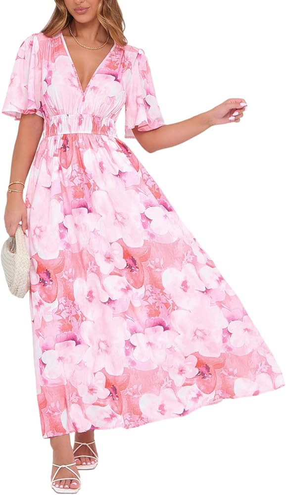 Womens Summer Floral Maxi Dress Wedding Guest Party Long Dresses 2026 | Amazon (US)