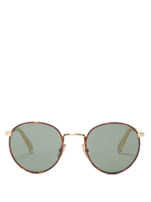 Celine Eyewear - Round Metal Sunglasses - Mens - Bronze | Matches (US)