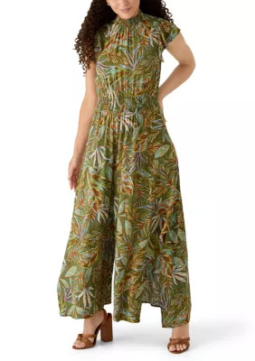 Petite Flutter Sleeve Smocked Waist Jumpsuit | Belk