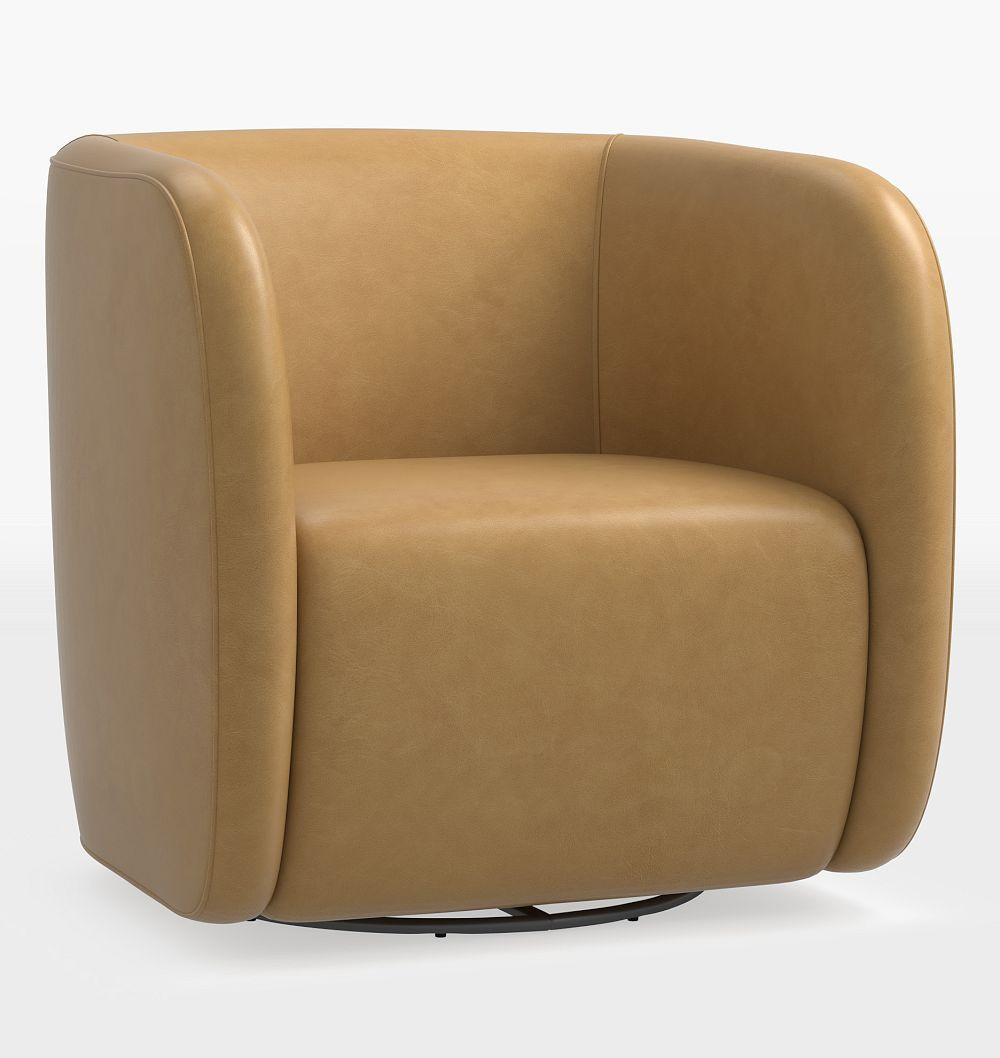 Estelle Leather Swivel Chair, Echo Leather Fawn | Rejuvenation