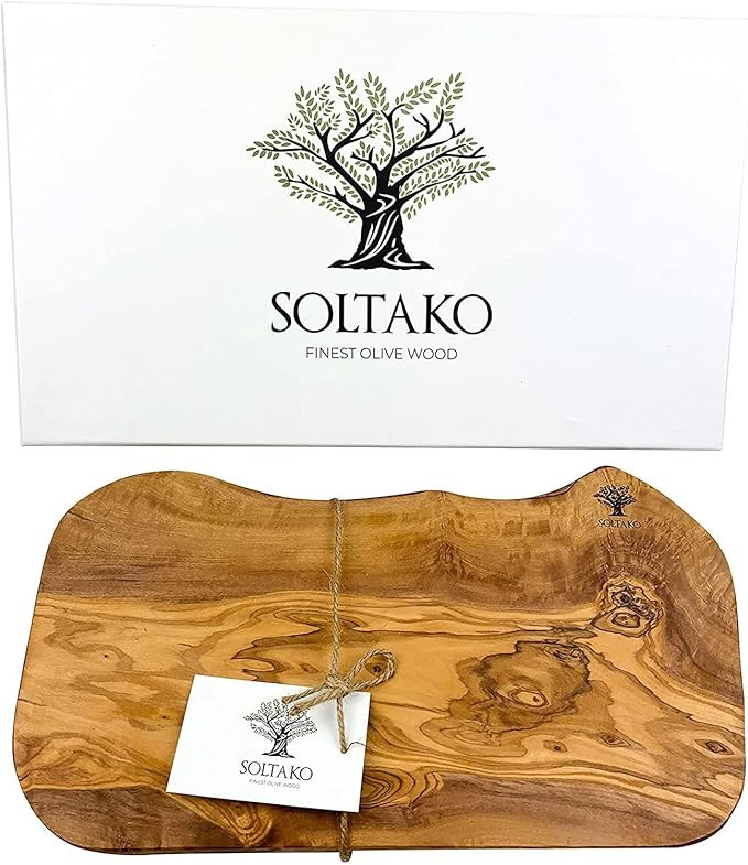 SOLTAKO Olive Wood Cutting Steak Board, Large Cheese Board, Hand Made Serving Platter, Wooden Cha... | Amazon (US)