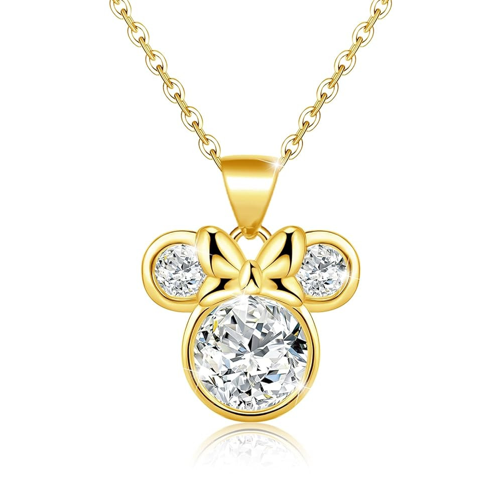Mouse Bow Necklace 18K Gold Plated Sterling Silver Lovely Pendant Necklace for Women Hypoallergen... | Amazon (US)