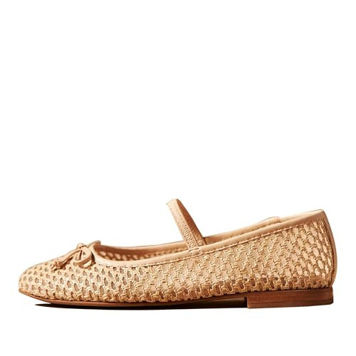 epiluta Nude Mesh Ballet Flats for Women Stylish Mary Jane Shoes Design with Pull-On Fit Elegant Round Toe Breathable Material Cute Bow Accent Size 10 | Amazon (US)