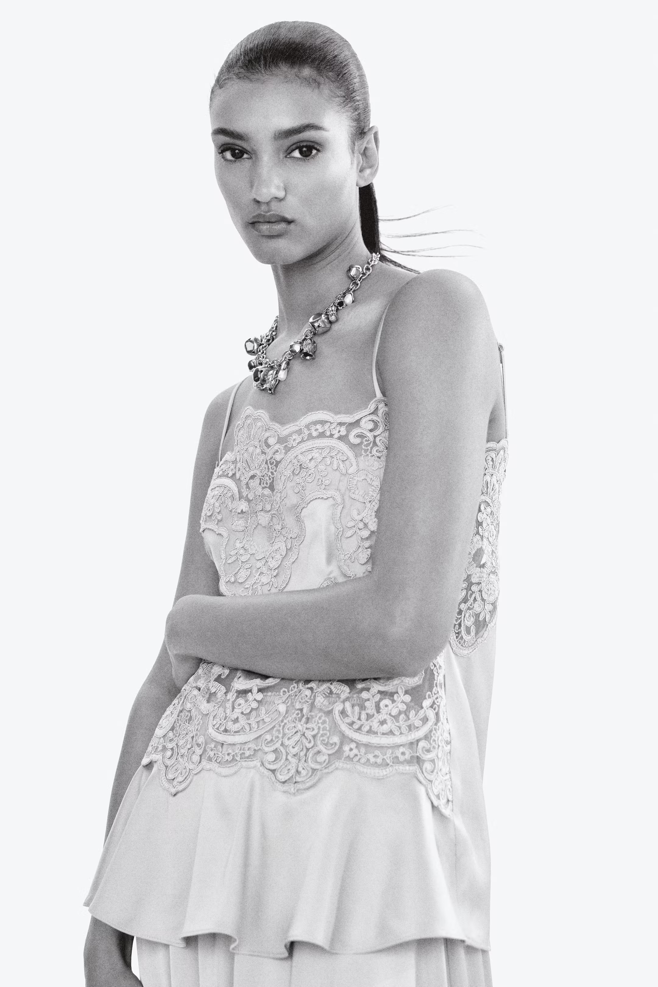 Lace-inset satin strappy top | H&M (UK, MY, IN, SG, PH, TW, HK)