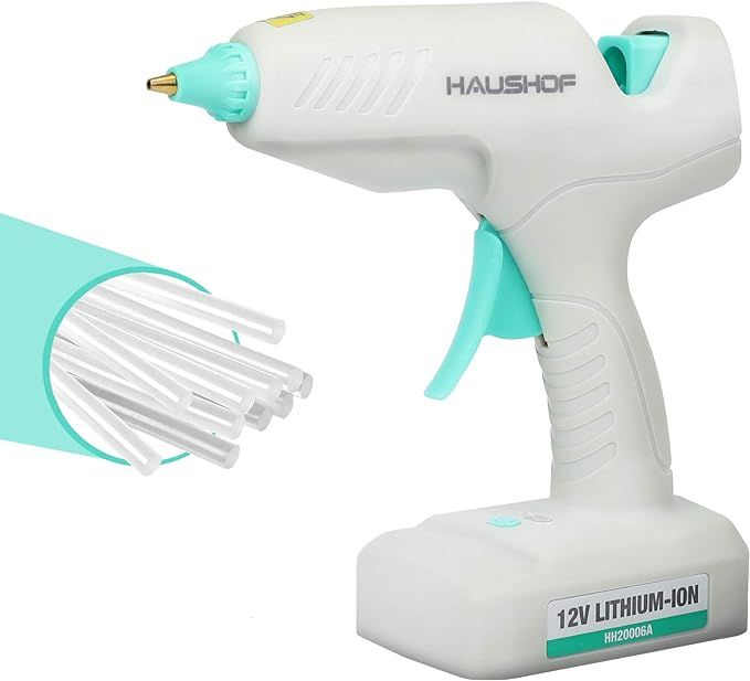 HAUSHOF Cordless Hot Glue Gun with 20pcs Full Size Glue Sticks, 60W, Fast Preheating & High Temp,... | Amazon (US)