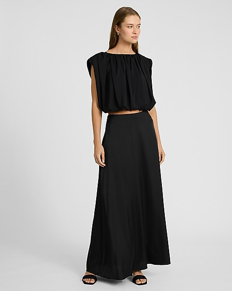 Satin High Waisted Maxi Skirt | Express