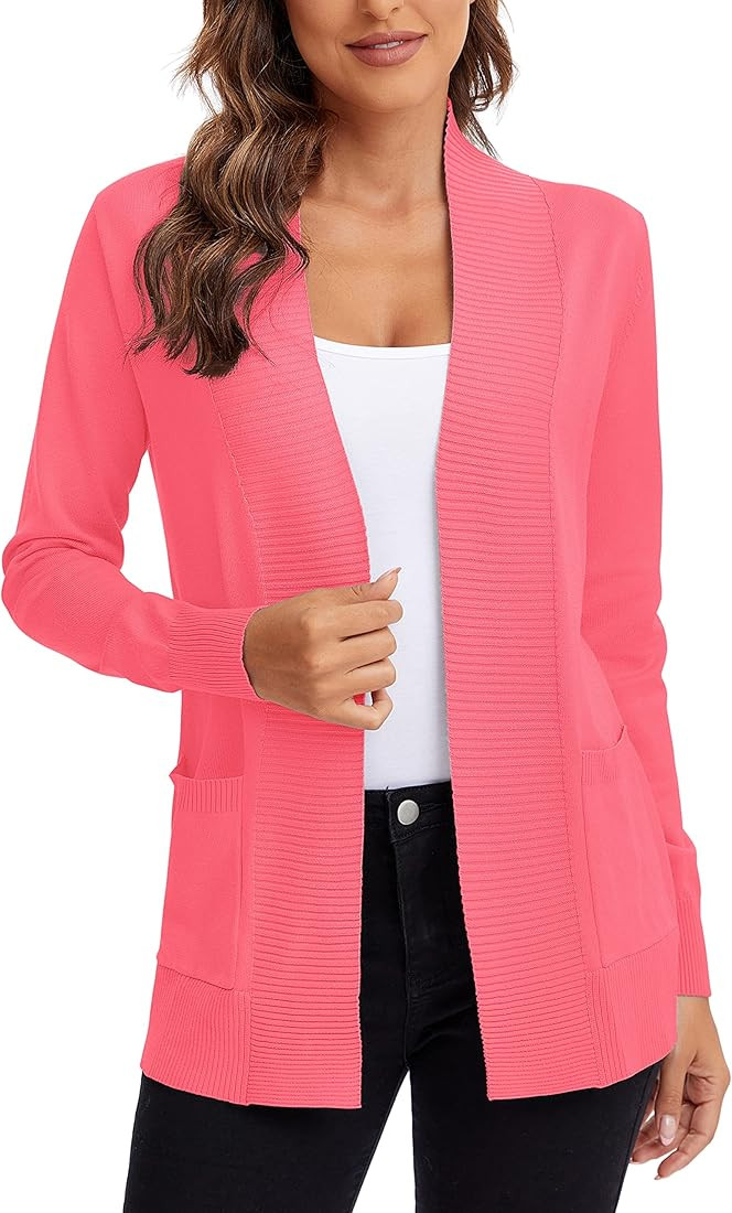 Urban CoCo Women's Lightweight Open Front Knit Cardigan Sweater Long Sleeve with Pocket | Amazon (US)