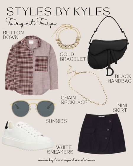 A little fall target trip outfit Inspo for when you just feel like dressing up a little bit 

Abercrombie | Dior | Steve Madden | Nordstrom | Bauble Bar | Ray ban | Outfit Inspo | What to wear | mini skirt | button down | ootd 

#LTKitbag #LTKstyletip #LTKfit