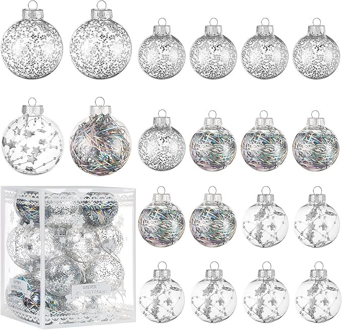 Christmas Ornaments Ball Set-Shatterproof Clear Plastic Decorative Baubles for Xmas Tree House Ho... | Amazon (US)