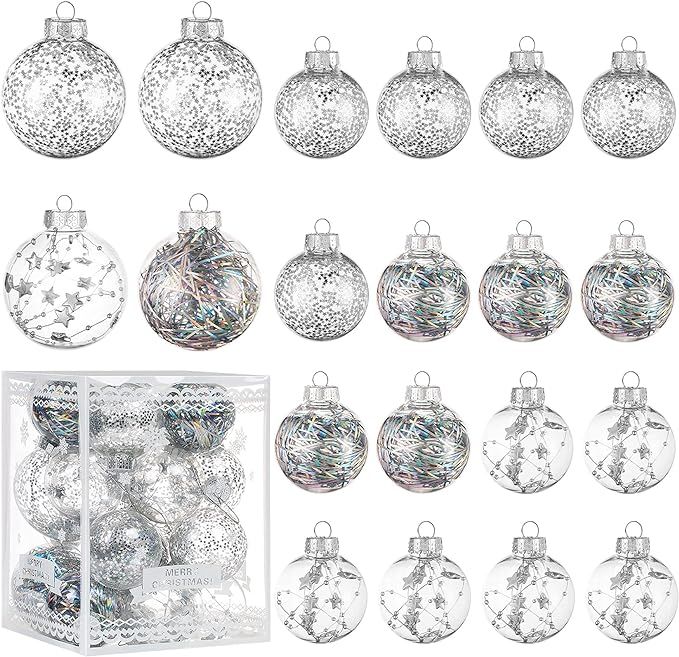 Christmas Ornaments Ball Set-Shatterproof Clear Plastic Decorative Baubles for Xmas Tree House Ho... | Amazon (US)