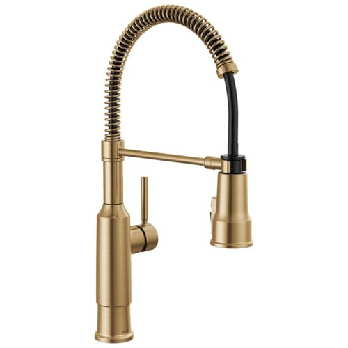 Delta Theodora Pro Style Commercial Kitchen Faucet with Pull Down Sprayer, Single Hole Brushed Gold Kitchen Sink Faucet, Single Handle, Champagne Bronze 18804Z-CZ-DST | Amazon (US)