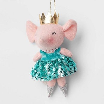 Felt Ballet Dancer Mouse with Sequined Tutu Christmas Tree Ornament Pink/Blue - Wondershop™ | Target