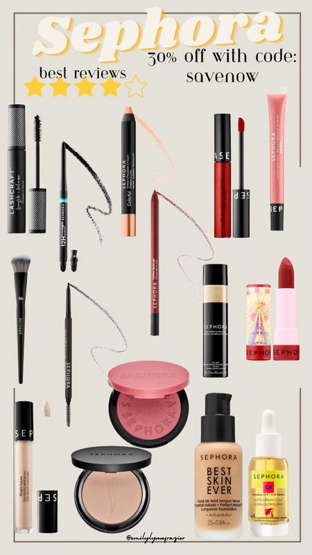Sephora sale!

30% off the most reviewed + best products! 

Use code: SAVENOW