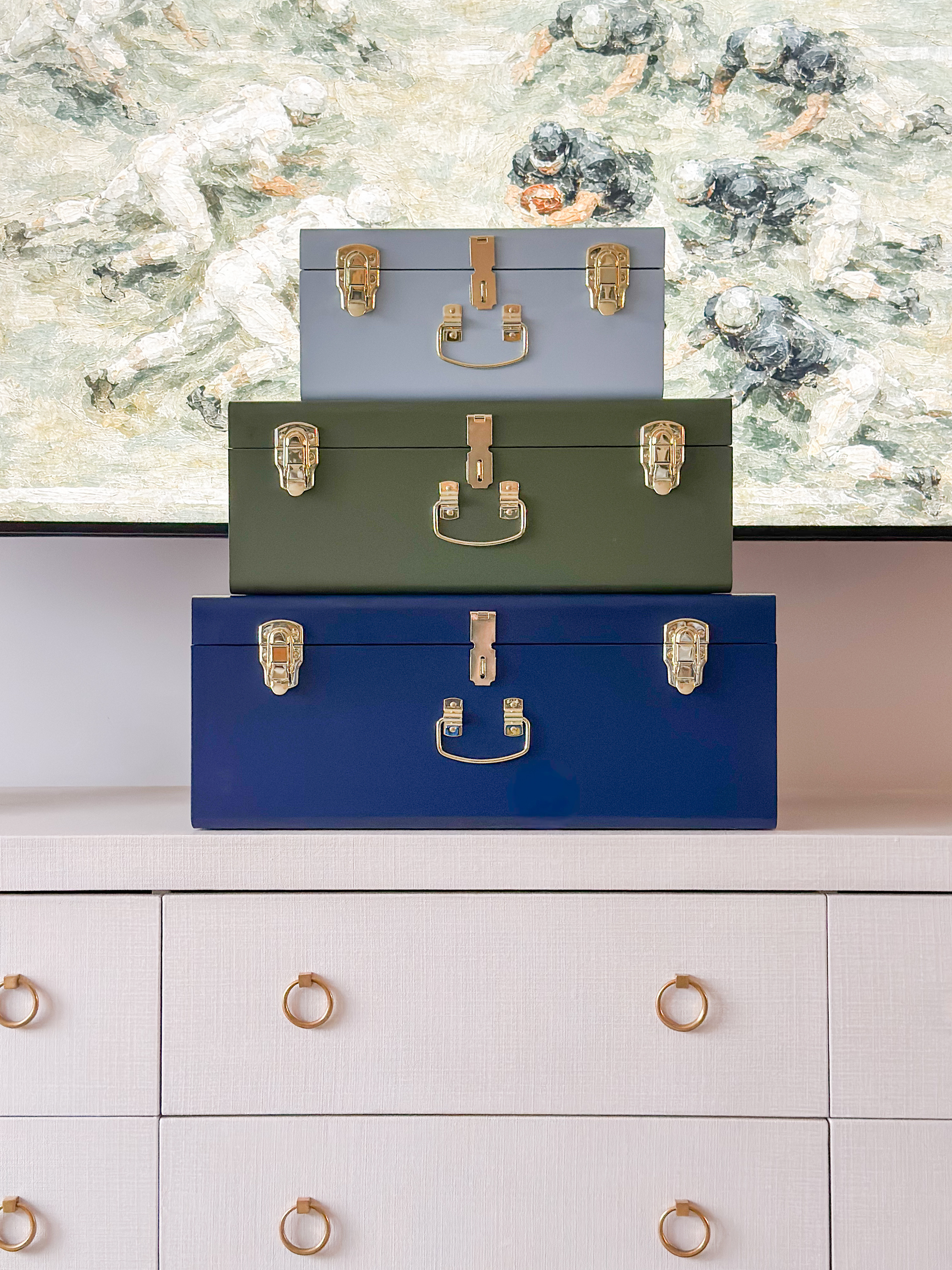 There is something so special about giving our boys a place to hold their memories.

We just added new trunks from @petitkeep, lined in their new St. Louis Sidelines pattern and I couldn’t love them more. The pattern feels like Friday night lights, muddy cleats by the back door, and early mornings on the field.

These trunks are where jerseys will be folded after senior night, medals tucked away after long tournaments, and handwritten notes saved from seasons that go by far too quickly. 

Childhood moves fast but their memories deserve a beautiful place to land. These are the perfect trunks for the boys growing up on the sidelines and in the stands.


Trunk Details:
Henry’s Trunk: Grand in Navy with St. Louis Sidelines
Font: Spring
Thread Color: Light Gray Blue

Tal’s Trunk: Petite in Green with St. Louis Sidelines
Font: Tillman
Thread Color: Hunter Green

Wells Trunk: Mini Trunk in Light Blue with St. Louis Sidelines
Font: Crawford
Thread Color: Brown 

 #LTKKids