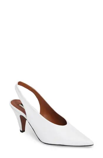 Women's Topshop Jemma Slingback Pointy-Toe Pump, Size 7.5US / 38EU - White | Nordstrom