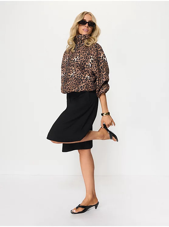 Leopard Print Funnel Neck Jacket and Bermuda Shorts Outfit | George at ASDA | George