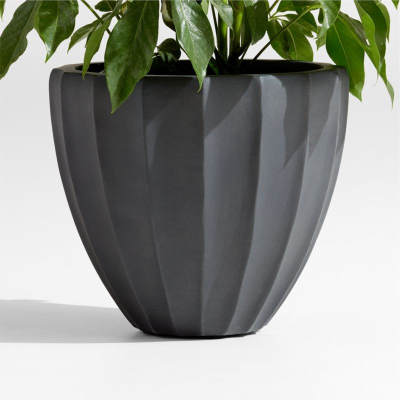 Warren 15.7" x 14.2" Small Black Ficonstone Outdoor Planter + Reviews | Crate & Barrel | Crate & Barrel