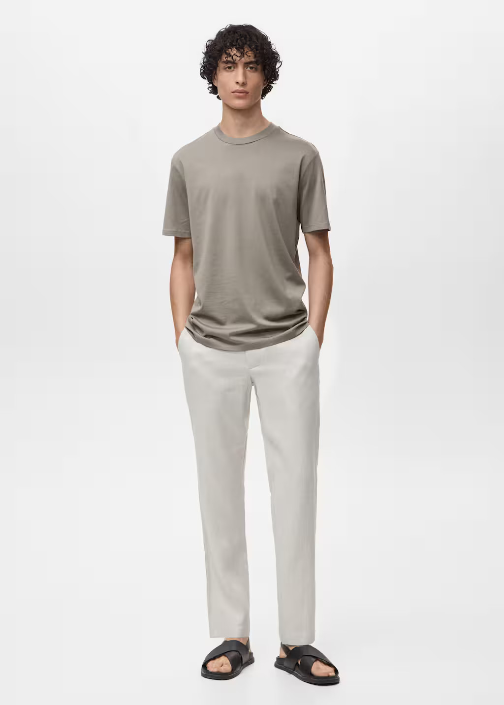 100% cotton slim-fit t-shirt grey - Men - M - MANGO MAN | Mango (US/MX/AU)