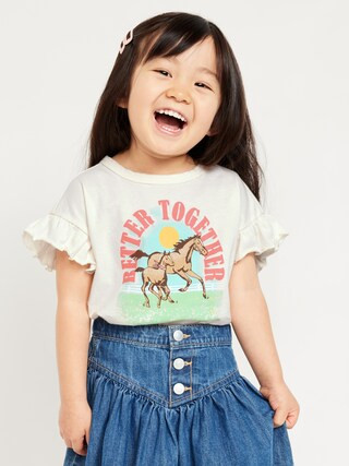 Short Ruffle-Sleeve T-Shirt for Toddler Girls | Old Navy | Old Navy (US)