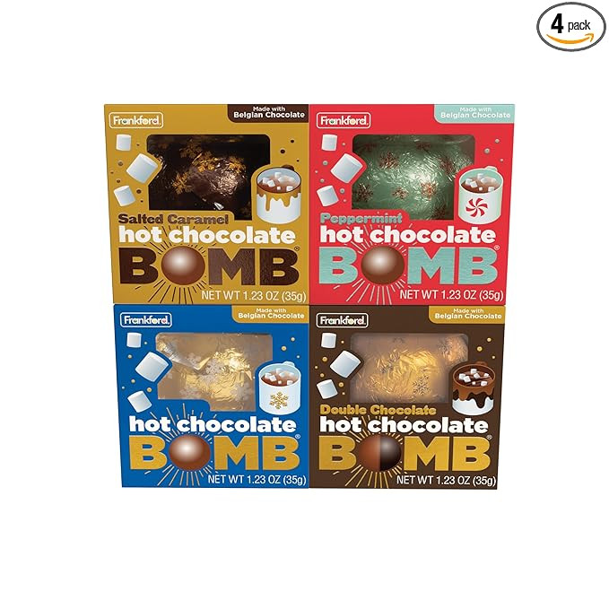 Hot Chocolate BOMB 4 Pack, Flavors include (1) Original Flavor Melting Ball, (1) Salted Caramel, ... | Amazon (US)