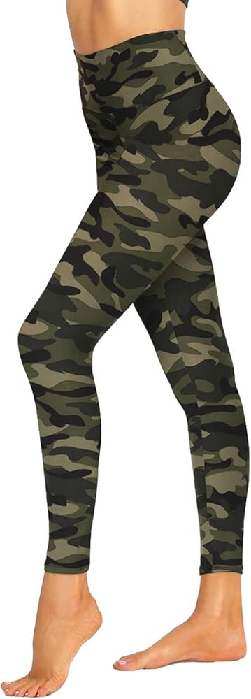 ZOOSIXX High Waisted Leggings for Women - Tummy Control Soft Opaque Printed Pants with Camo, Leop... | Amazon (US)