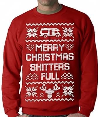 Merry Christmas Ss Full Ugly Christmas Adult Crewneck Sweater | Amazon (US)