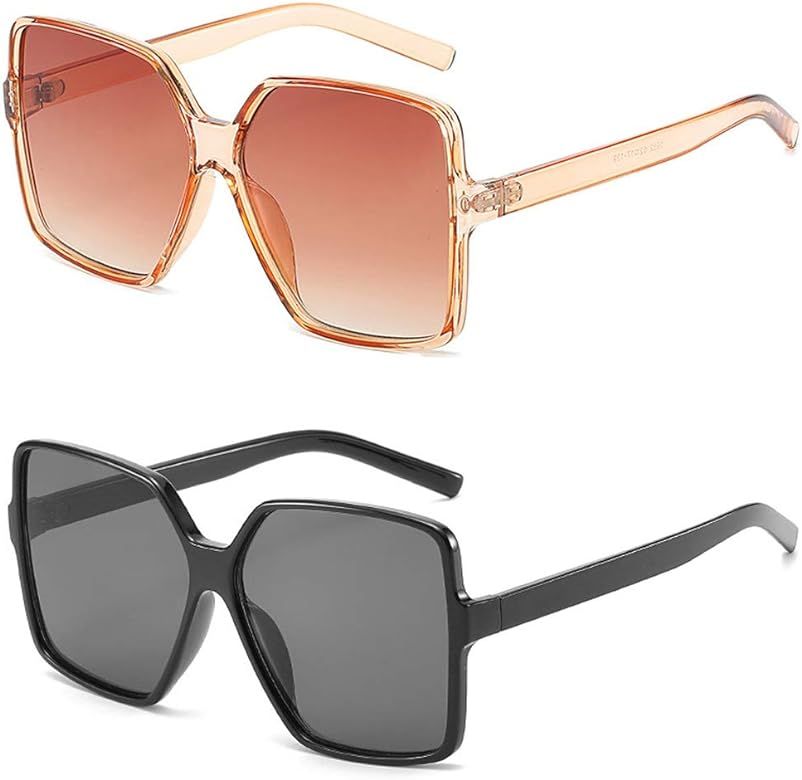 Dollger Oversized Square Sunglasses for Women Big Large Wide Fashion Shades for Men 100% UV Protecti | Amazon (US)