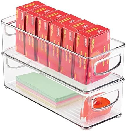 mDesign Small Plastic Office Storage Container Bins with Handles for Organization in Filing Cabin... | Amazon (US)