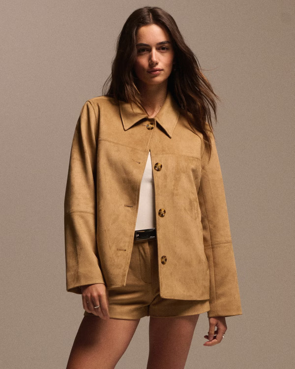 Faux Suede Trench Coat | Abercrombie & Fitch (US)