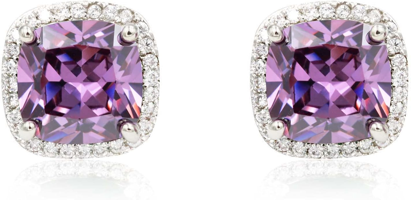 Square Princess Cut Stud Earrings Micro Paved AAA CZ Jewelry Wedding Bridal For Women | Amazon (US)