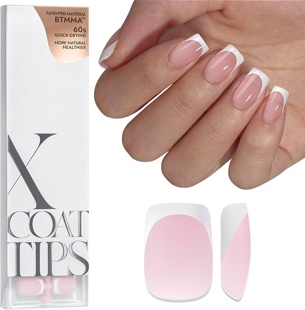 BTArtboxnails XCOATTIPS French Tip Nails - Short Press On Nails, 160 Pcs Pink Square Soft Gel Nai... | Amazon (US)