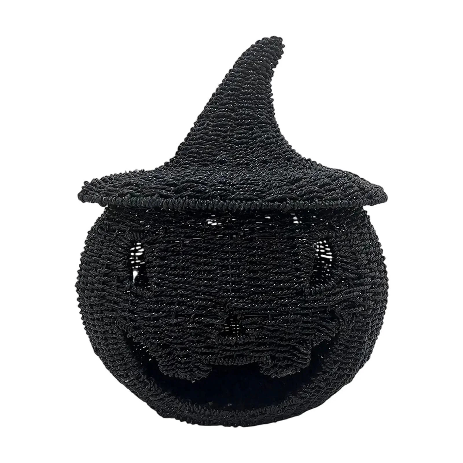 Happy Haunting Seagrass & Pumpkin, 10.6" Black Plastic Pumpkin Halloween Decorations - Indoor Out... | Walmart (US)
