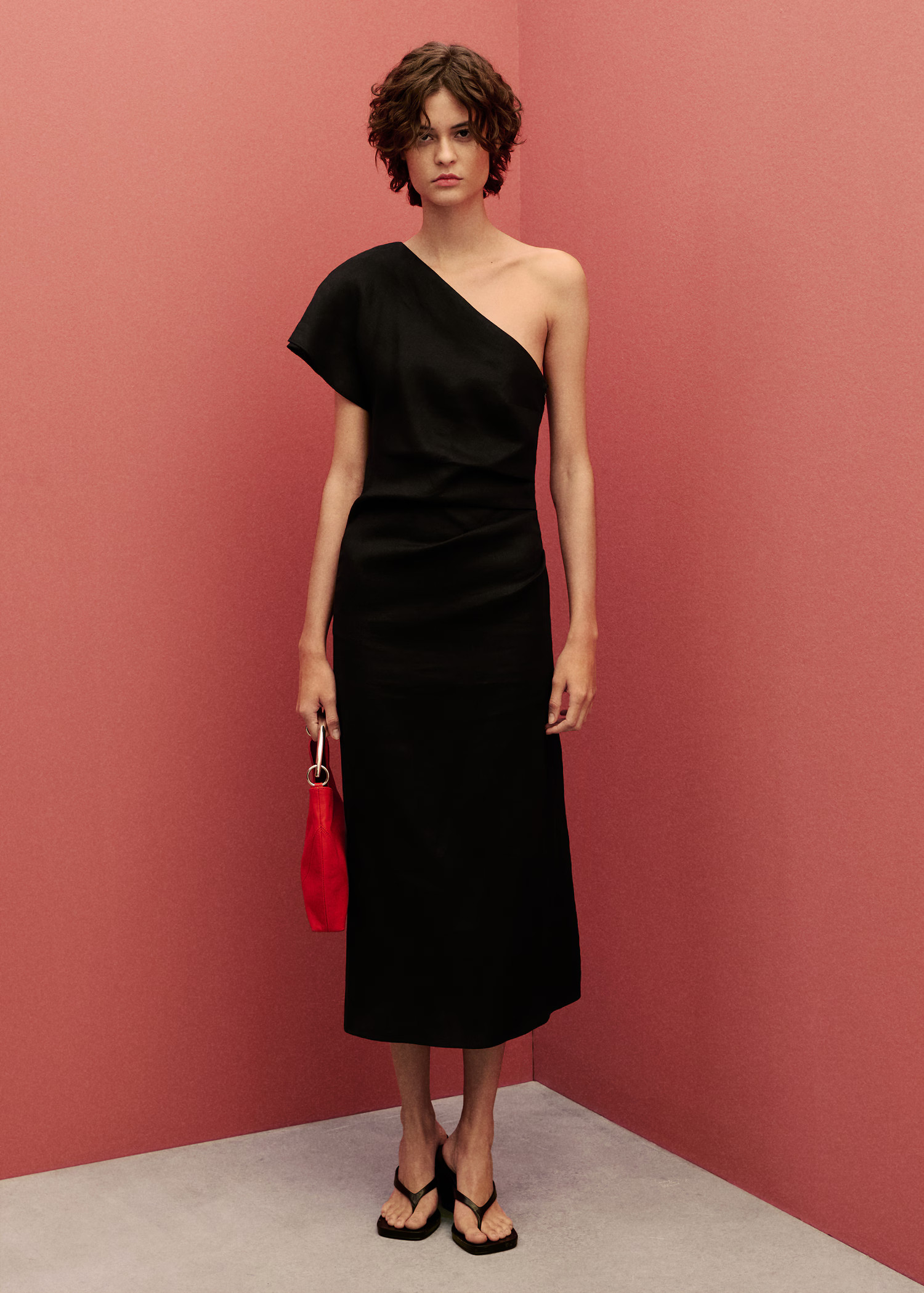 Asymmetrical linen dress - Women | MANGO USA | Mango (US/MX/AU)