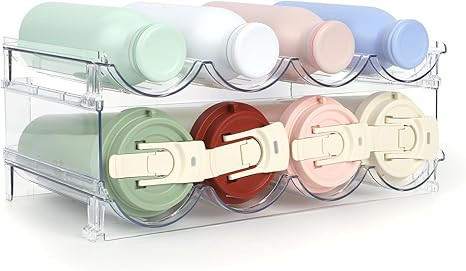 Water Bottle Organizer - 2 Pack Clear Stackable Storage Rack for Stanley Yeti and Other Tumblers ... | Amazon (US)