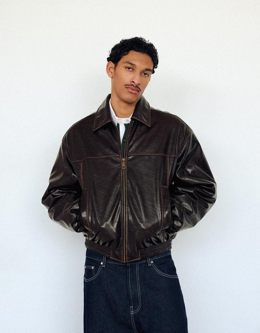 Jacke in Kunstlederoptik - Lederoptik - Herren | Bershka DE