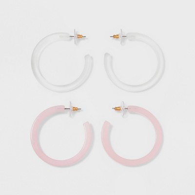 SUGARFIX by BaubleBar Lucite Hoop Earring Set - Blush Pink | Target