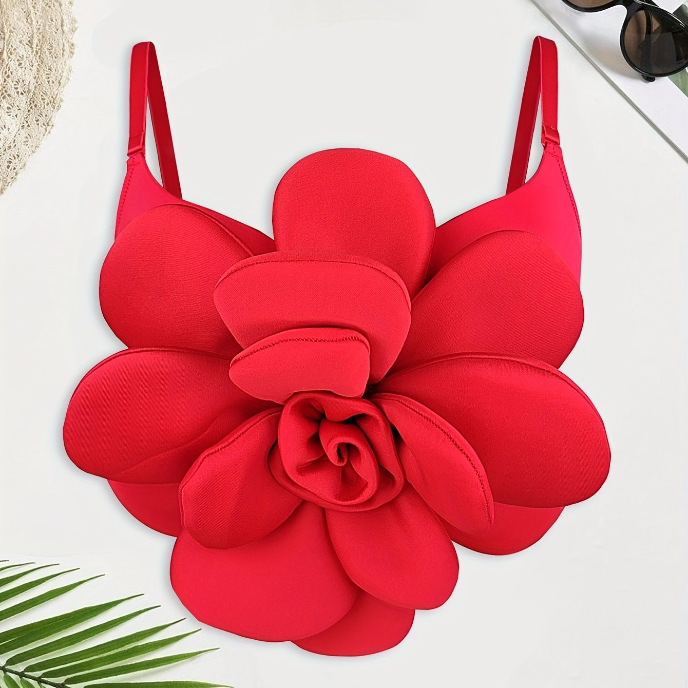 Flower Decor Crop Strap Top Stylish Solid Sleeveless Cami - Temu | Temu Affiliate Program