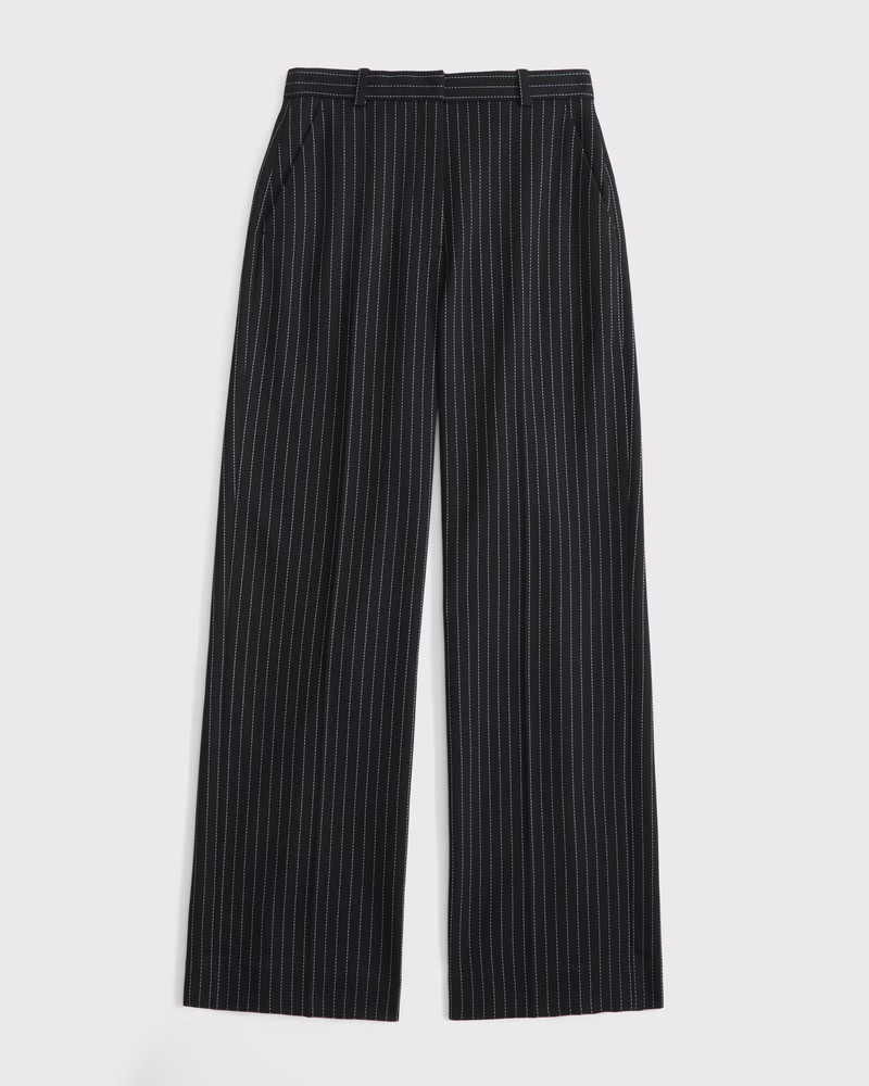 Abercrombie & Fitch Women's Tailored Wide Leg Pant in Navy Stripe - Size 26 SHORT | Abercrombie & Fitch (US)