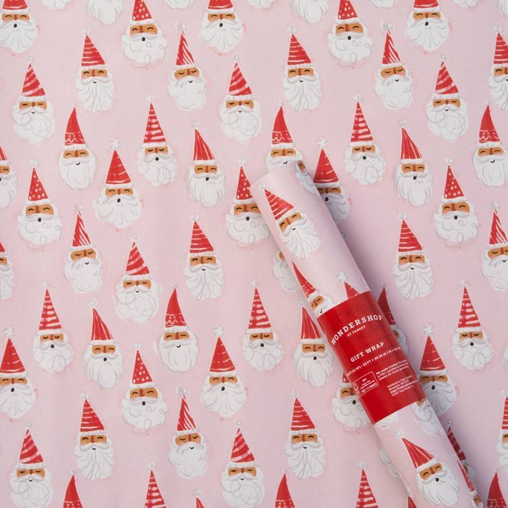 55 sq ft Santa Heads Gift Wrap - Wondershop&#8482; | Target